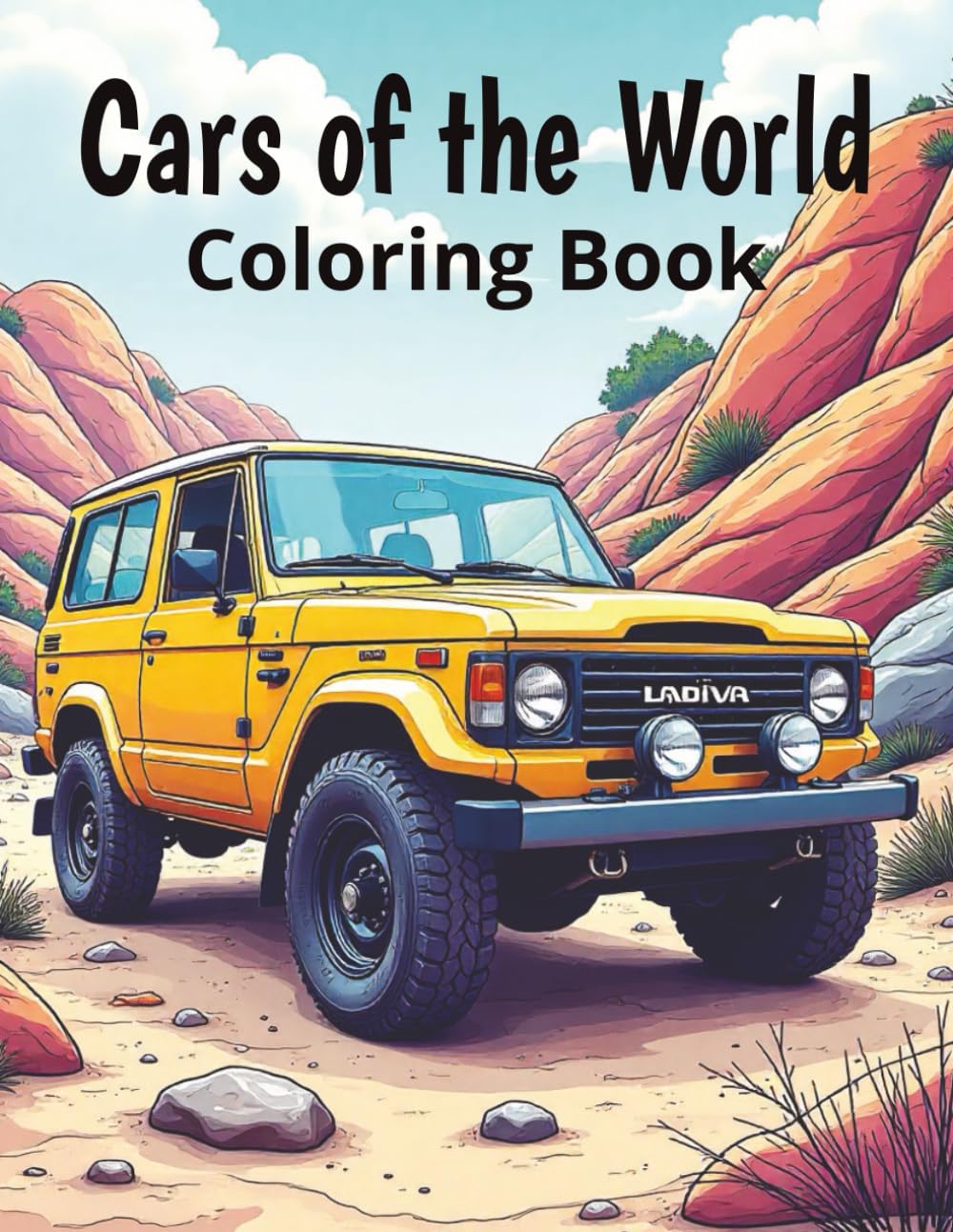 Cars of the World: 52 images of cars from around the world from different eras. Stress free coloring for adults and kids. Great gift for Christmas.