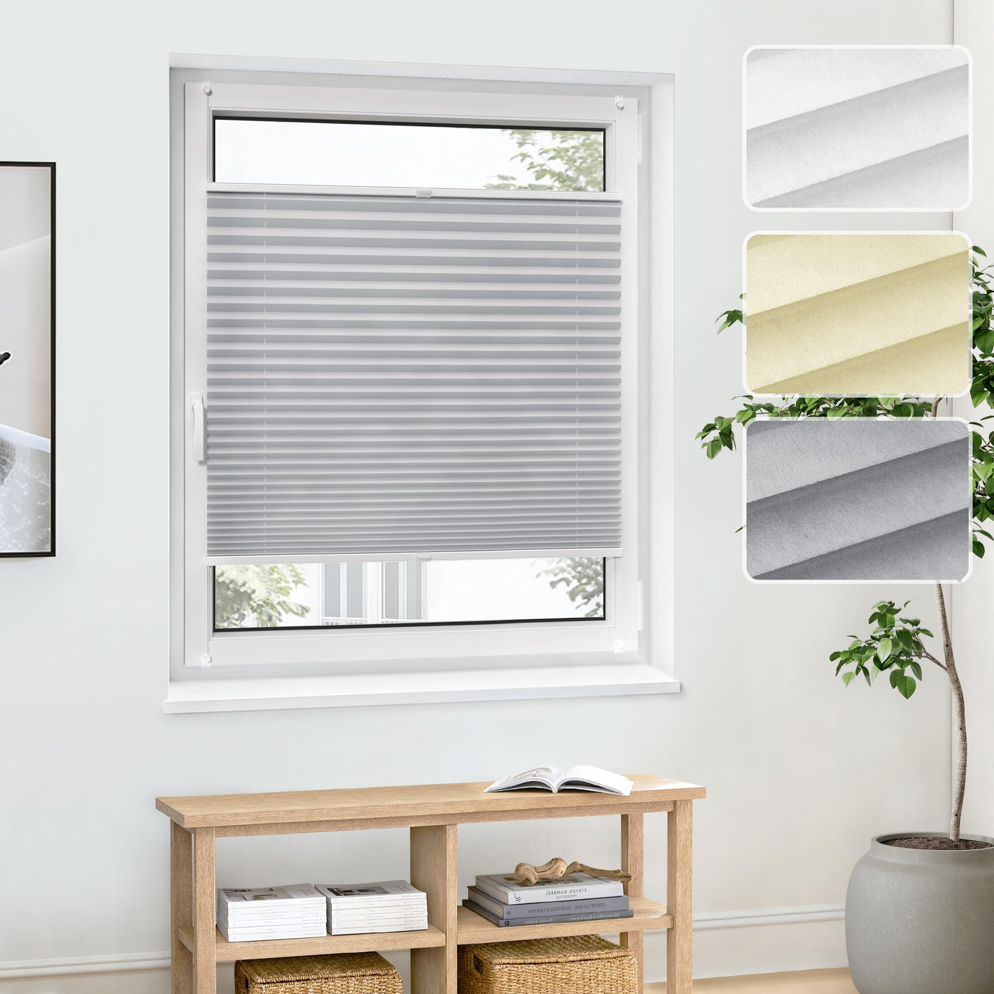 WOLTU Store plissé sans perçage, pour fenêtre ou Porte, 60x130cm Gris WOLTU Store plissé sans perçage, pour fenêtre ou Porte, 60x130cm Gris