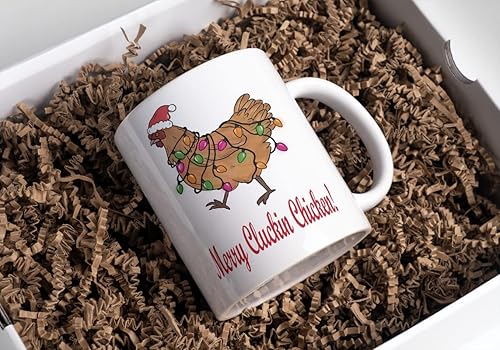 Miniatura 6 de Taza de pollo de Navidad Merry Cluckin Christmas Funny Rooster Peck Mug Christmas Lighst Cute Love Gift Idea Corazón Motivación Inspiración 11-oz