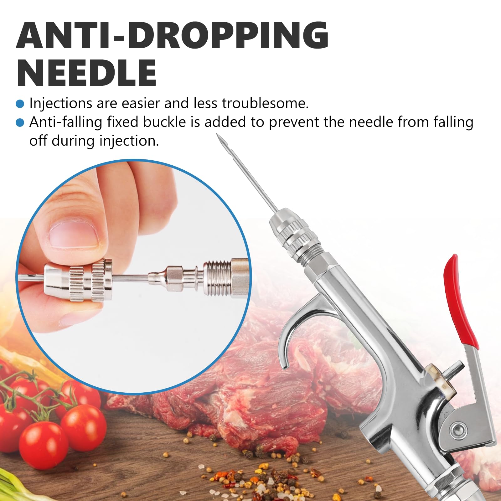 MXBAOHENG 70W Elettrico Marinata Iniettore Siringa di Carne con 10 Aghi Pompa Siringa per Marinatura Elettrica Siringa per Carne in Acciaio Inox Pistola Singola per arrosto di Tacchino, Maiale, Manzo