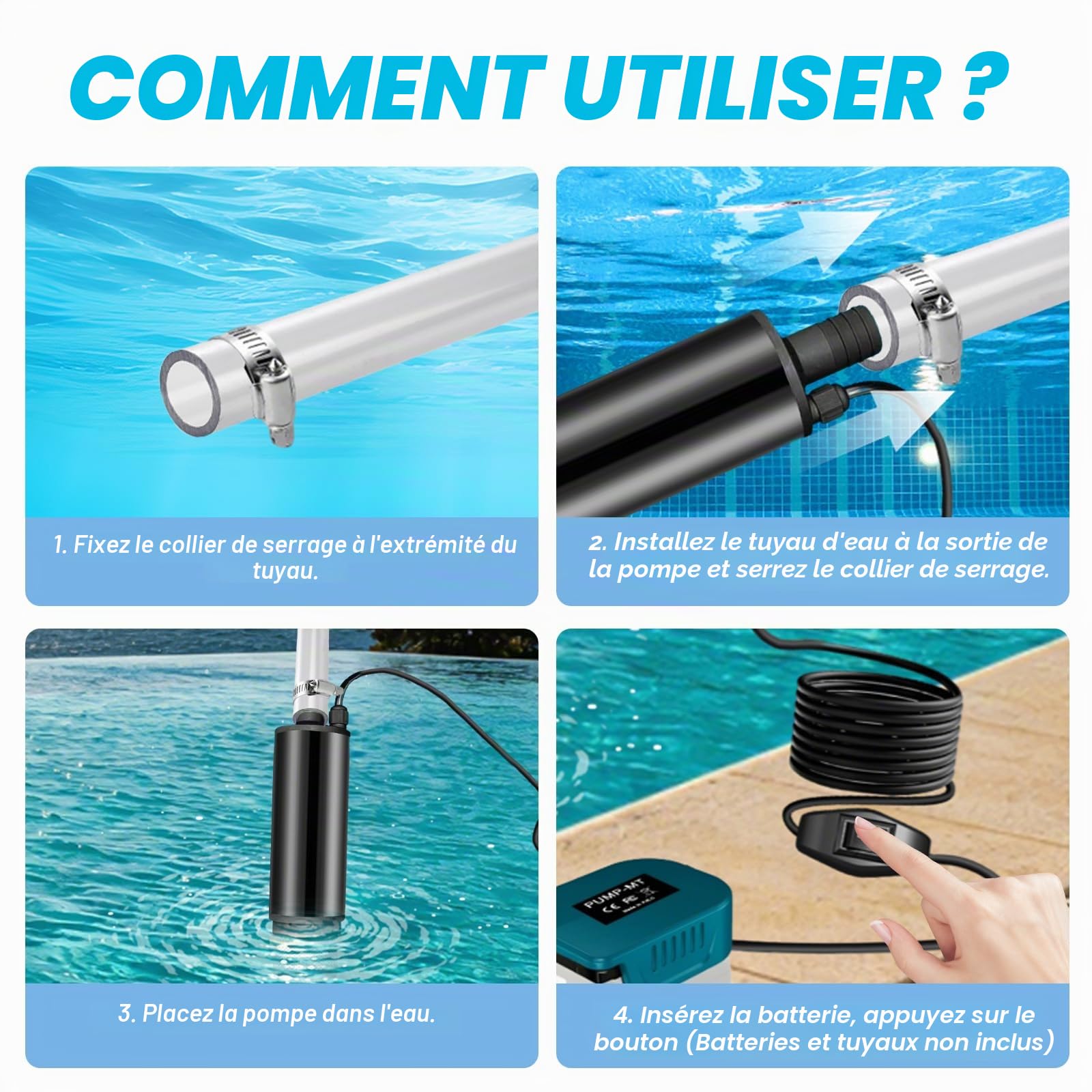 ‌Pompe à Eau Portable pour Makita 18 V‌, Pompe de Transfert D'eau Sans Fil 30 L/Min‌, ‌65 W‌ Pompe à Eau électrique pour Jardin, Camping, Spa, Piscine, Aquarium (Sans Batterie)