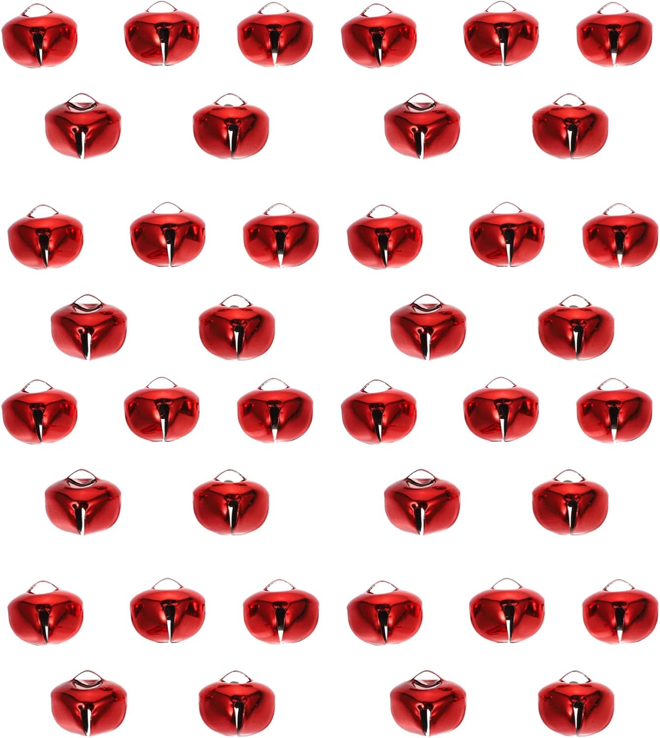 Healifty 50pcs Mini Jingle Bells Red Small Bells for Christmas DIY Crafting Ringing Handmade Art for Wreath Party Garland Jewelry Making 20mm