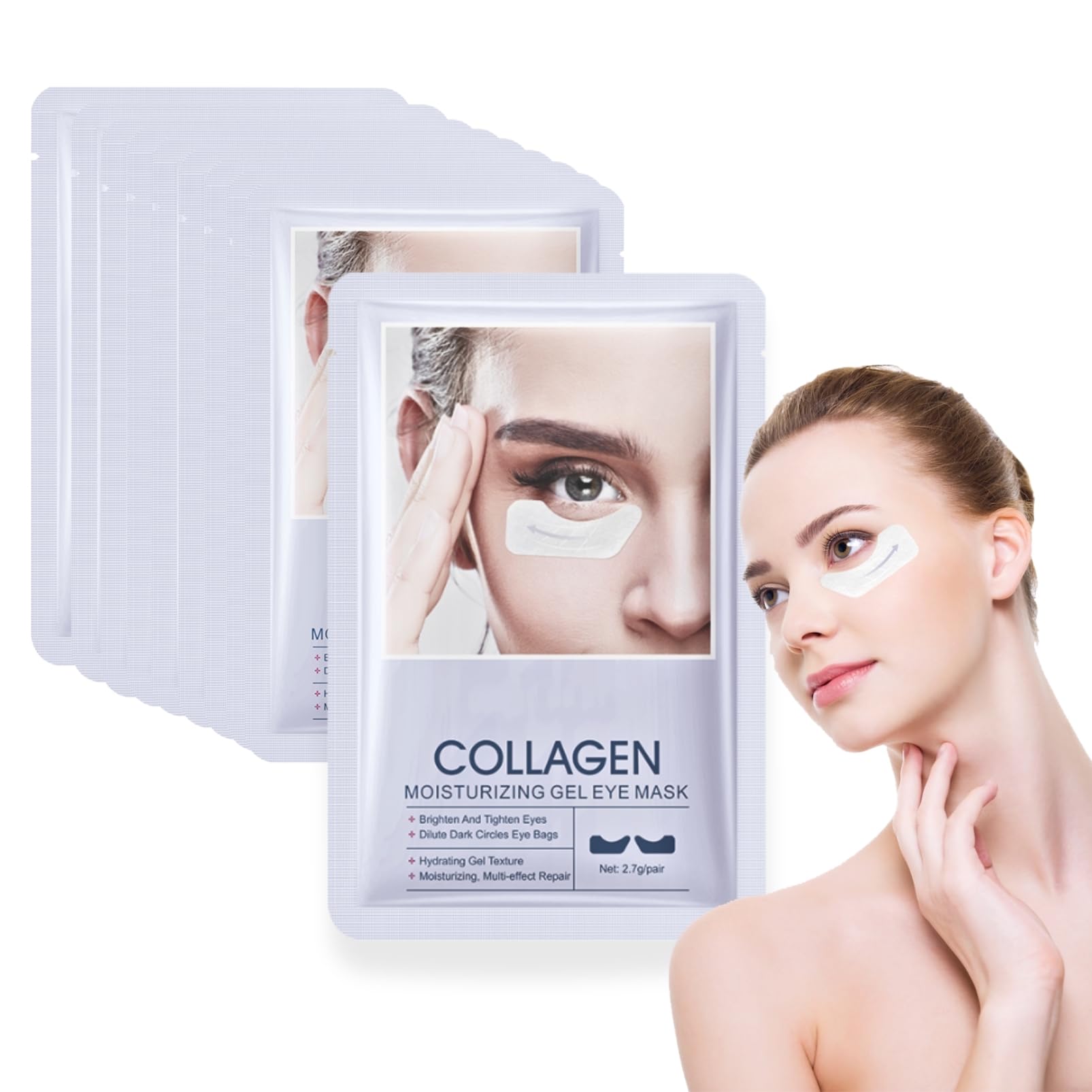 IZBEAUVO Under Eye Mask,10 PAIRS Collagen Eye Mask,Collagen Hydrating Gel Pads,Korean Eye Patches,Hydrating Anti-Aging Anti Wrinkle Patches, Removal Of Reducing Dark Circles Puffiness Wrinkles
