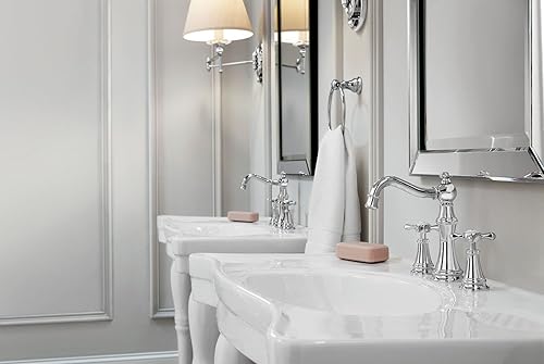 Miniatura 2 de Moen TS42114BN-9000 Weymouth - Grifo de baño con dos manijas cruzadas y válvula, níquel cepillado