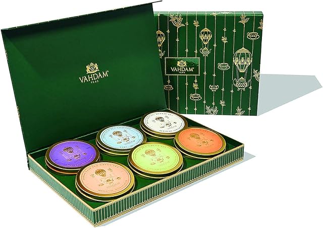 VAHDAM, Green Tea Reserve Gift Box (6 Loose Leaf Teas) Luxurious Tea Gift Set| Valentines Day Gifts for Him, Valentines Day Gifts for Her | Valentines Day Gifts for Women & Men