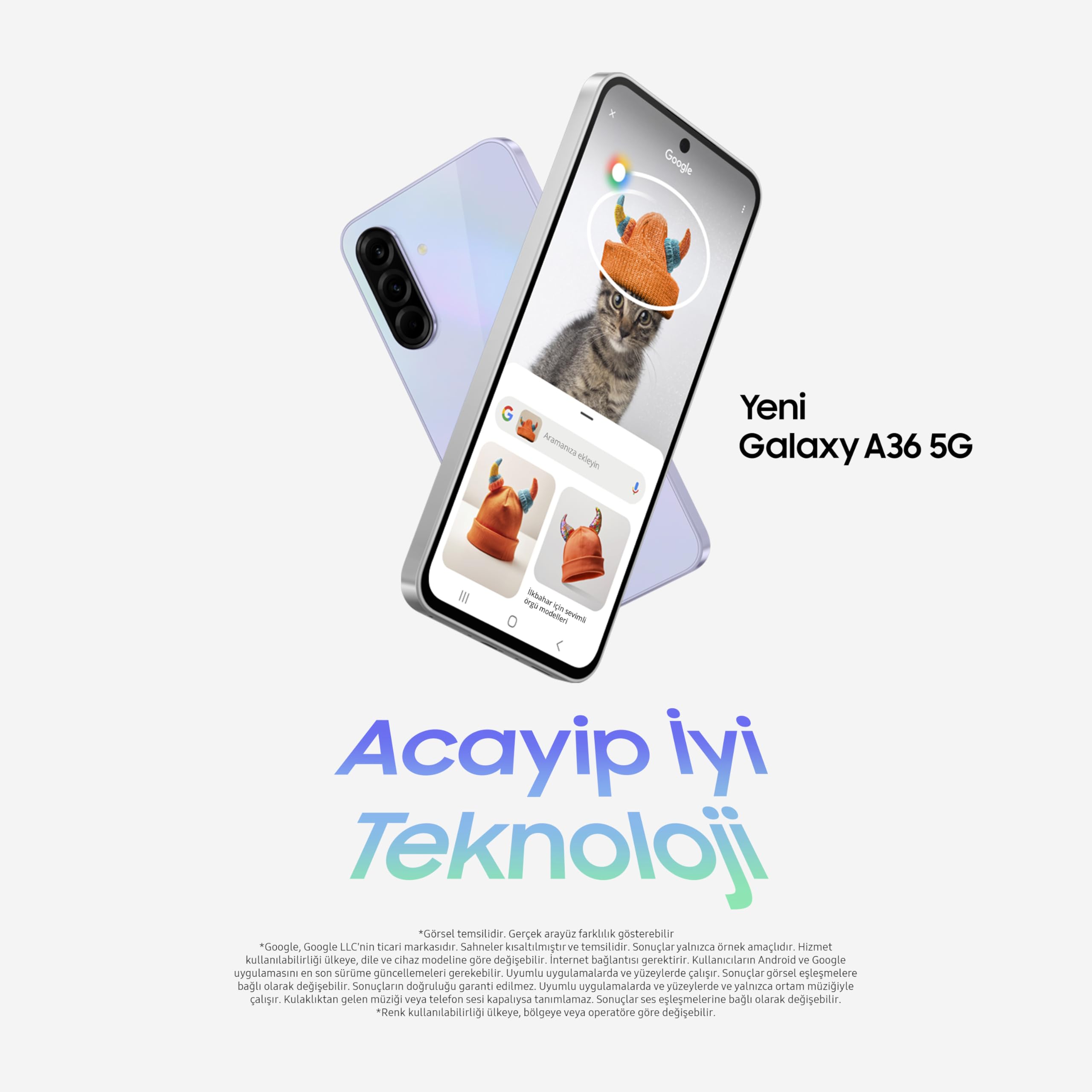 Samsung Galaxy A36 5G, Android Akıllı Telefon, 256GB Depolama, 8GB RAM, Açık Gri, 6x İşletim Sistemi Yükseltmesi, Büyük Ekran, Sekiz Çekirdekli İşlemci