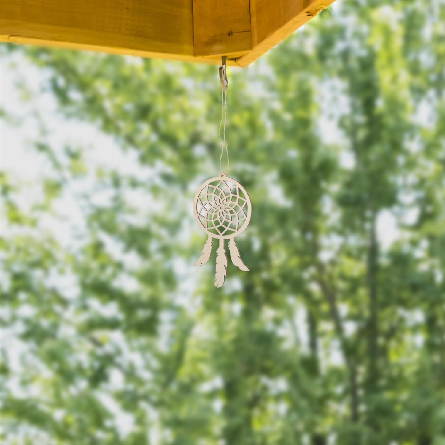 ARTIBETTER Mini Dream Catcher 20pcs Set, DIY Home Decoration Pendant Wooden Accessories Timber Wall Ornaments Dream Catcher (Beige, Third Pattern) - Image 3