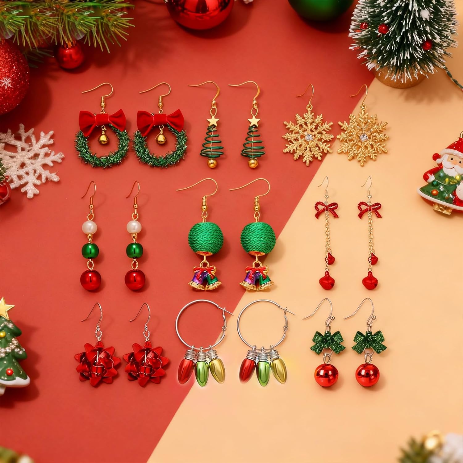 Christmas Earrings for Women Stocking Stuffers Christmas Tree Snowflake Bow Bell Dangle Earrings Xmas Holiday Jewelry Gifts Outfits Accessories - Image 4