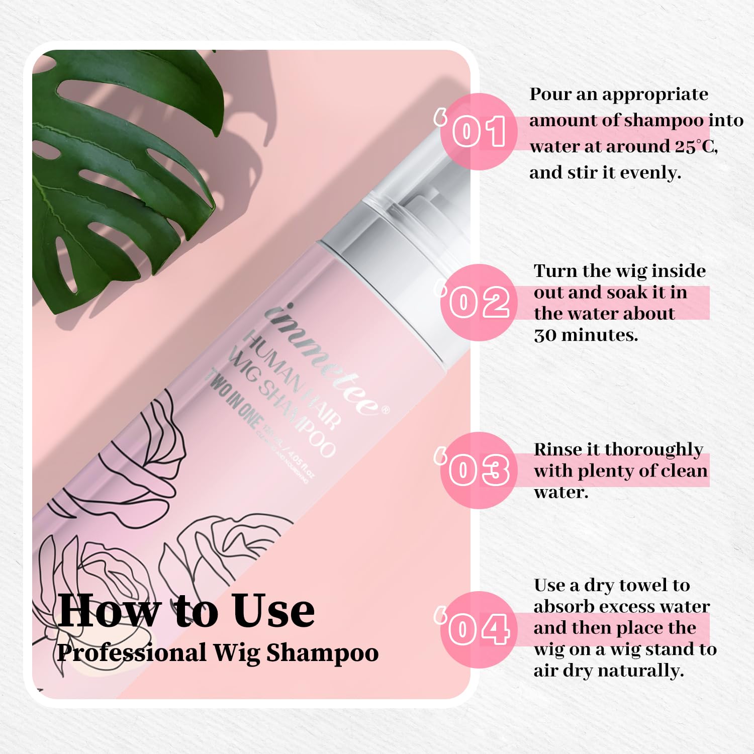 immetee 2 In 1 Wig Shampoo and Conditioner, Extend the Life of a Wig, Cleaning and Nourishing Hair - Image 3