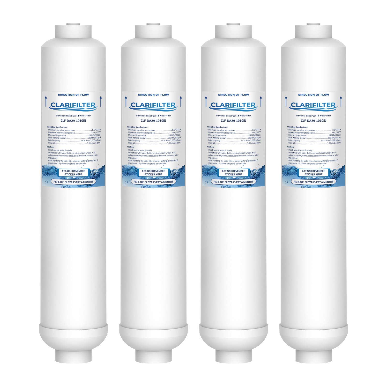 Clarifilter DA29-10105J Fridge Water Filter Cartridge compatible with Samsung Aqua Pure Plus DA29-10105J, HAFEX, DA2010CB, 5231JA2003B, 5231JA2010B, WSF-100, EF9603; LG BL-9808, K32010CB; USC100 (4)