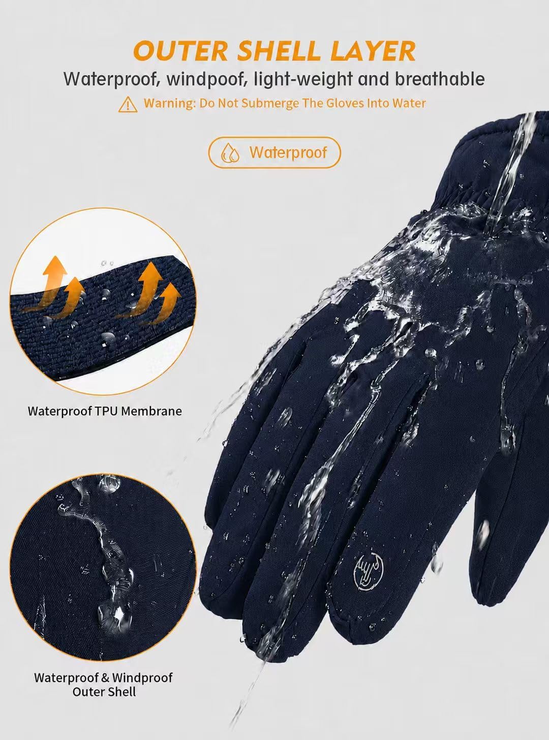 TRENDOUX Winter Gloves for Men Warm: 3M Thinsulate -20℉ Windproof Waterproof Ski Women Glove with Touchscreen Thermal Lining Anti-Slip for Work Cycling Motorcycle Snowboarding