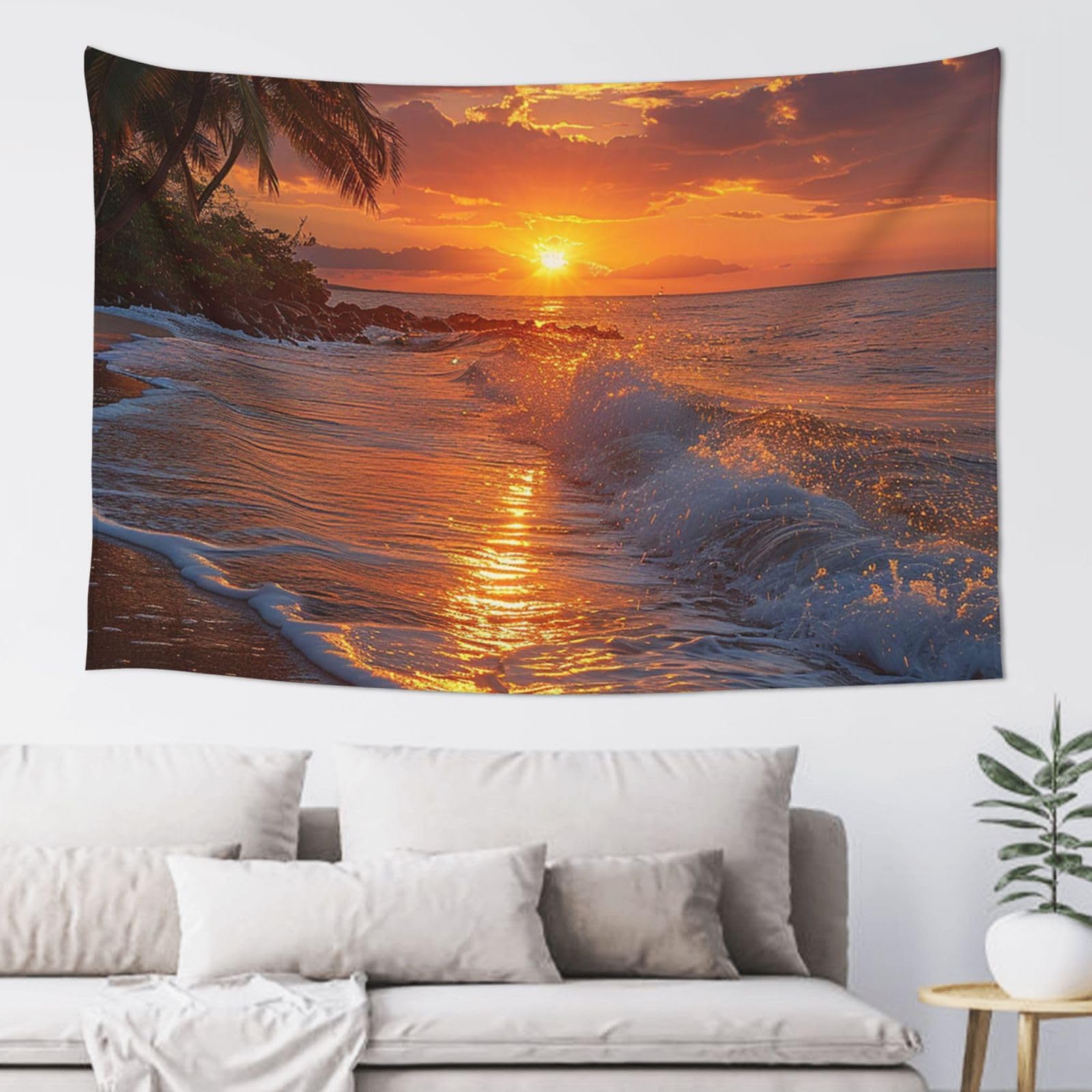 QLDETUPWLX Tapestry 152x102 cm Wall Hanging for Living Room Beach Maui Hawaii Tapestries Home Decor Soft Aesthetic Tapestries Hanging Decor Blanket Wall Tapestry for Bedroom Dorm Indoor Outdoor