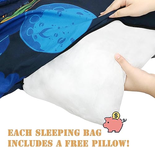Miniatura 9 de Kids Sleeping Bag, DinosaurSpace Astronaut Sleeping Bags for Kids, Slumber Bag with Removable Pillow for Kids Boys Girls, Toddler Sleeping Bags for
