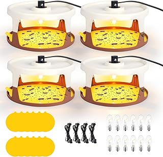 4 Pack Flea Traps for Inside Your Home, Flea Light Trap for Indoor Flying Insect Control Trapper with 12 Bulbs, 12 Sticky Pads Refills Bed Bug Trap for House Indoor