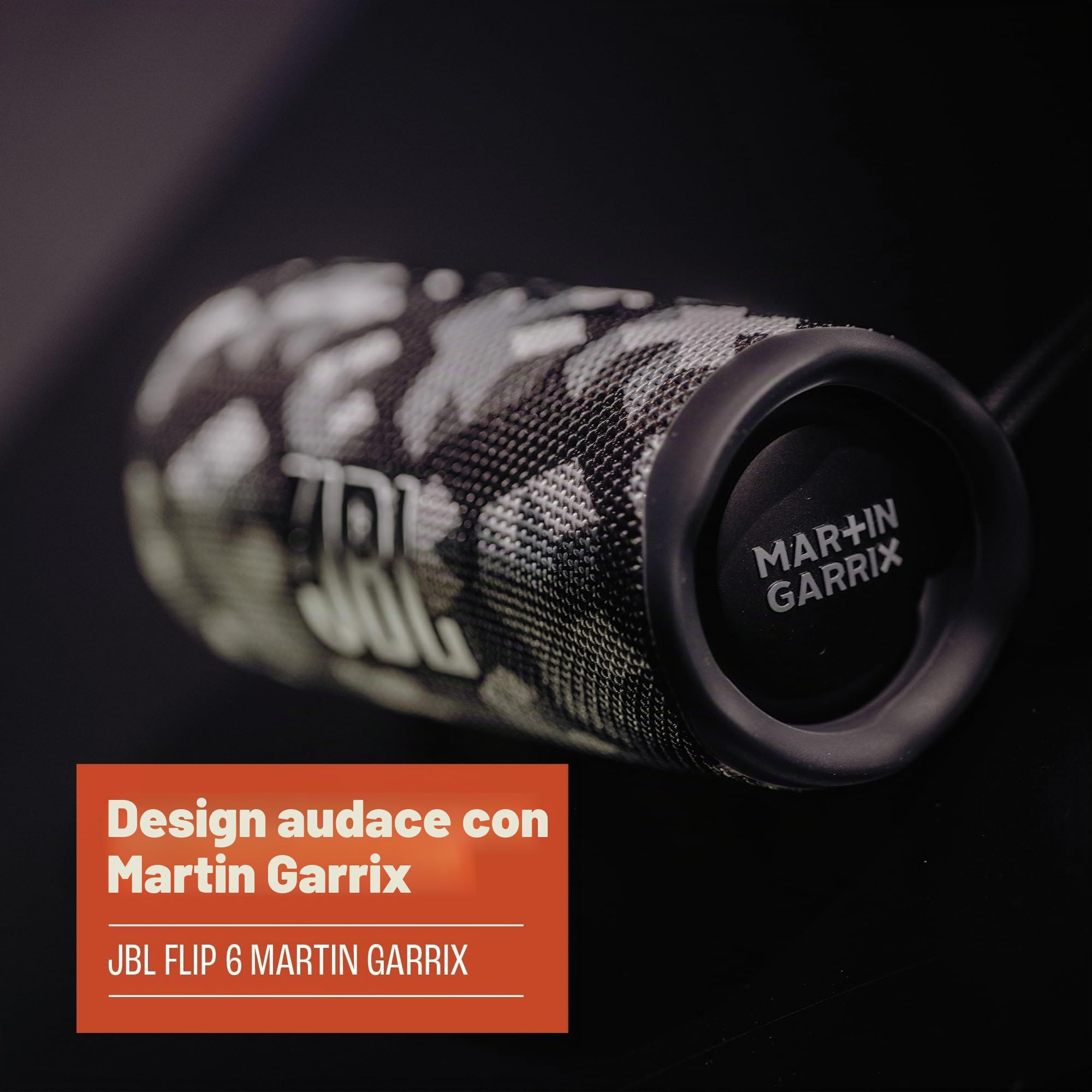 JBL x Martin Garrix Flip 6 Speaker Bluetooth Portatile, Cassa Altoparlante Impermeabile e Antipolvere IPX67, Compatibile con JBL PartyBoost, Fino a 12h di Autonomia, Grigio