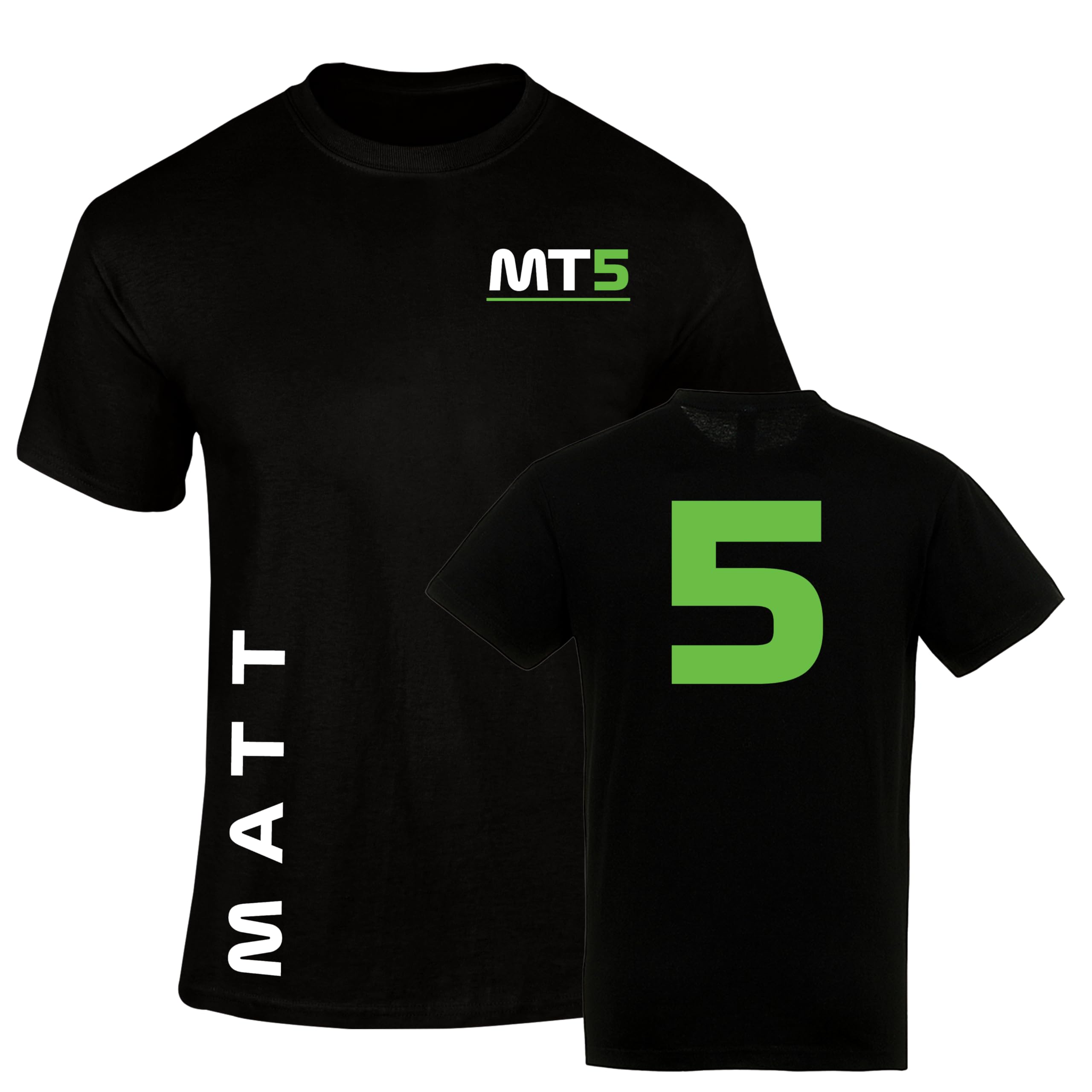 Personalised Formula Racing T Shirt Green – Grand Prix Circuits Tee, Motorsport Fan Top, T-Shirt for Kids and Adults - Black 12-13 Years