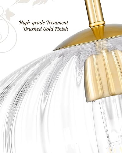 Miniatura 2 de FEMILA Pendant Light for Kitchen Island, 10.3" Brushed Gold Pendant Lighting, Dome Glass Pendant Light Vintage Light Fixtures for Bedroom Hotel