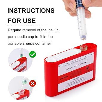 Portable Sharps Container for Insulin Needle Disposal: 2 Pack Travel-Friendly Sharps Box for Diabetics and Medical Sharps (2)