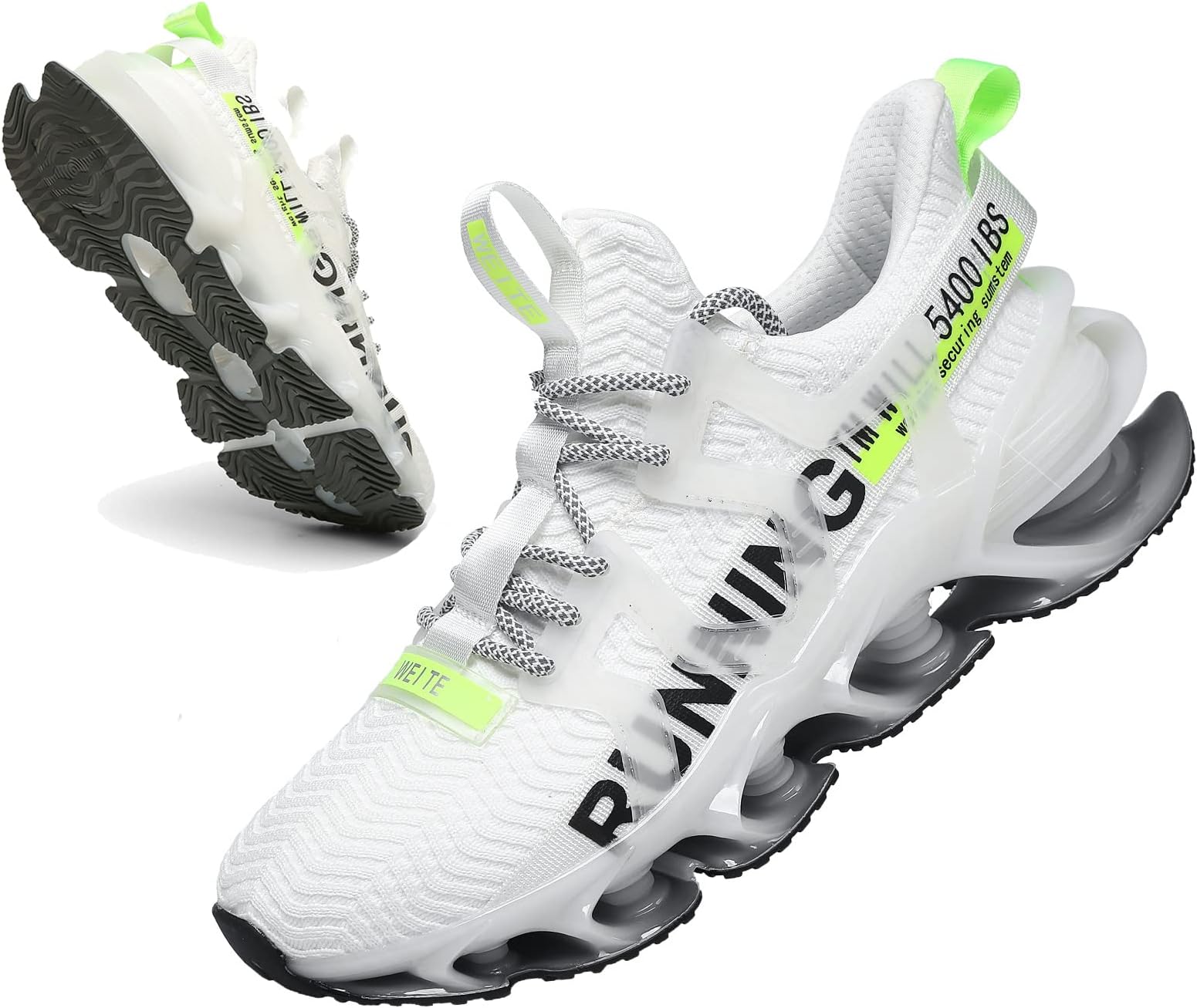 Mens Walking Shoes Running Fashion Non Slip Type Sneakers Athletic Blade Tennis Shoes (6.5, White)