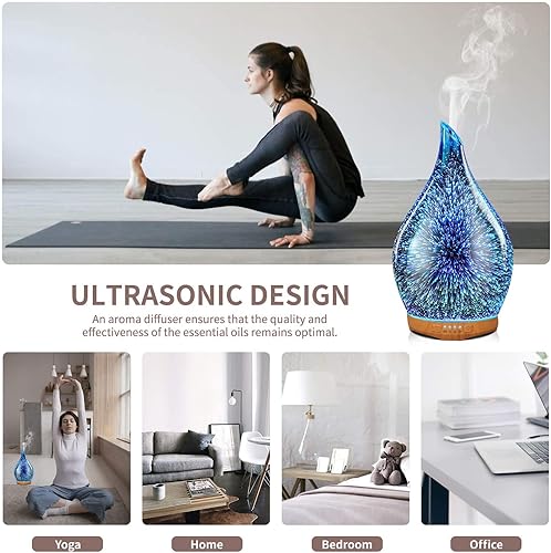 Miniatura 6 de Porseme Jarrón Aladdin de 9.5 fl oz + 3.4 fl oz de oro rosa Aladdin difusor de aceite esencial 3D aromaterapia humidificador ultrasónico,