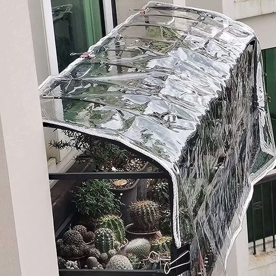 Telone Trasparente in Tela Cerata con Copertura Impermeabile, Copertura per Piante Telone Trasparente, Telo in Plastica PVC Impermeabile con Occhielli, Coperture in Lamiera per Piante Fiorite