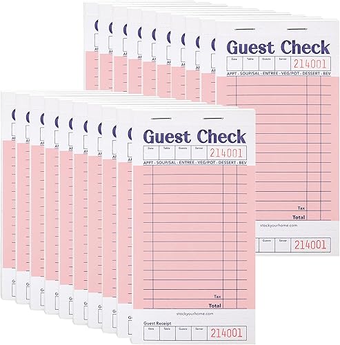 Miniatura 26 de Stock Your Home Libros de cheques de invitados en blanco y negro para servidores (paquete de 5) bloc de notas de servidor, cuaderno de cheques