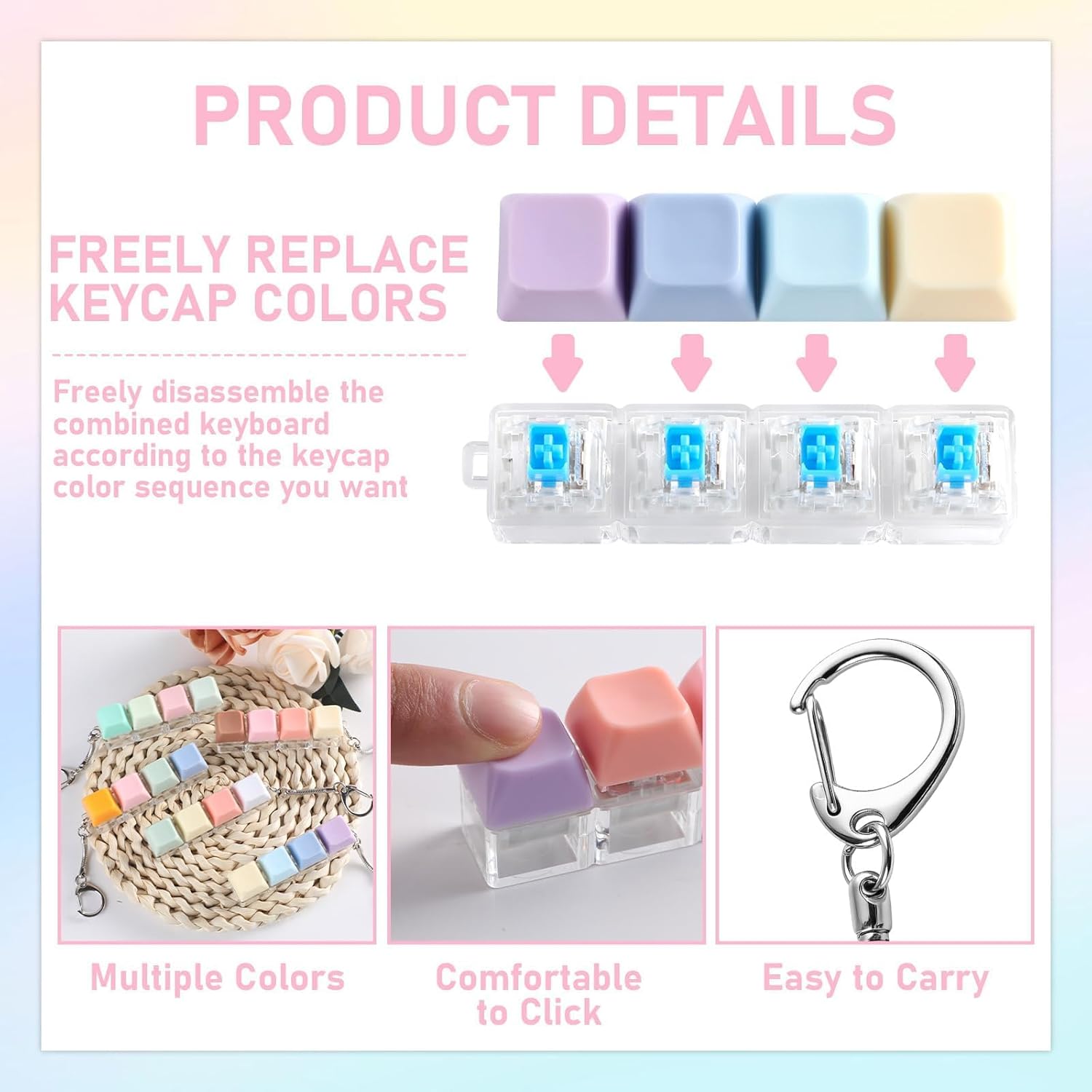 12 Pcs Keyboard Fidget Toys Stress Relief Fidget Clicker Keyboards Set Colorful Keyboard Decompression Toys Button Stress Relief Gifts for Adults to Relieve Stresses Pass Time Party Giveaways Favors