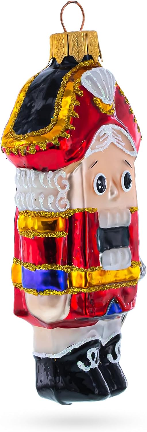 Classic and Whimsical Nutcracker Glass Christmas Ornament