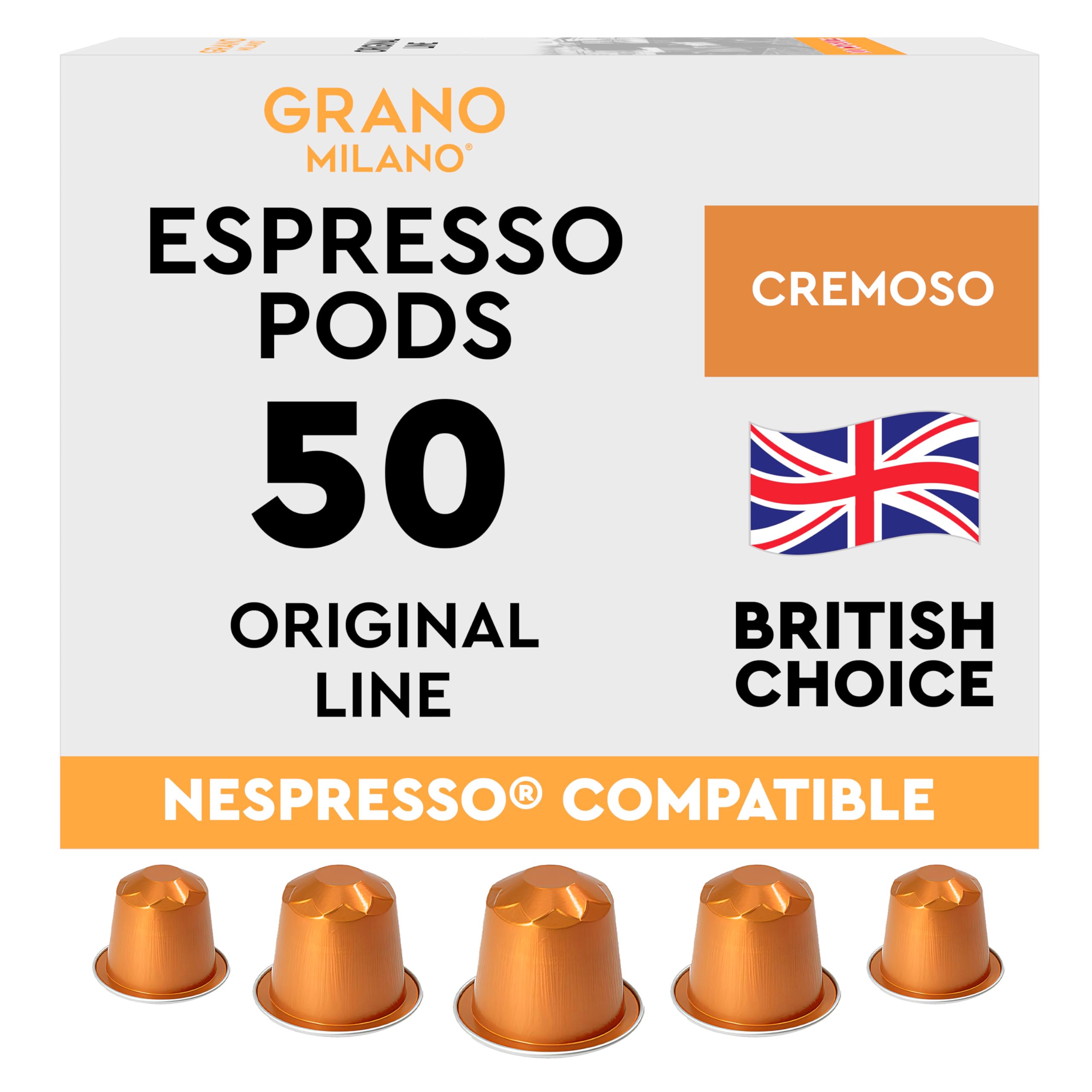 Cremoso Coffee Capsules - 50 Aluminium Coffee Pods Compatible with Nespresso Original line,100% Arabica Medium Roast - Intensity 8/12, Made in Italy