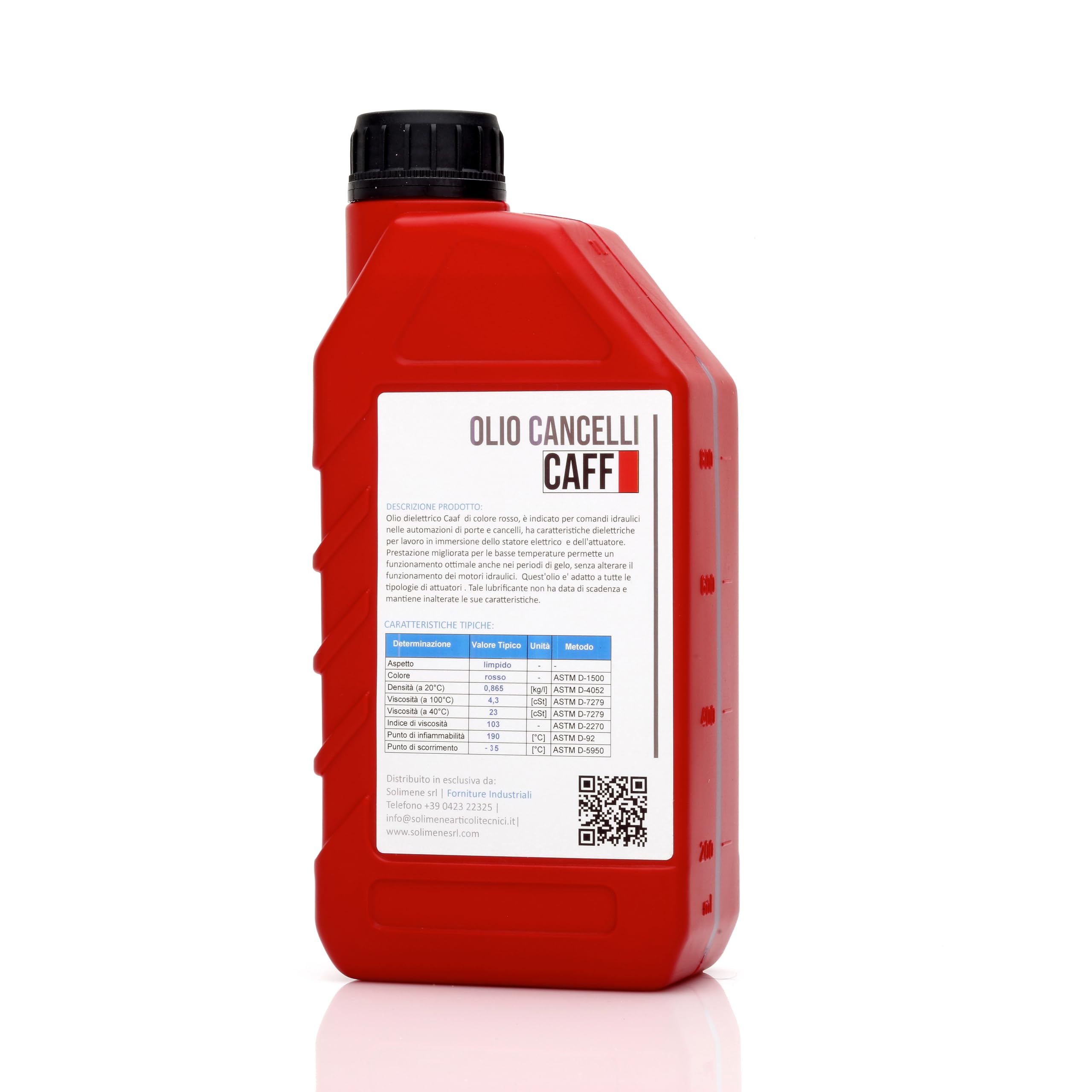 HUILE DIÉLECTRIQUE - Rouge pour pompes et portails - VG 22 - CAFF - Lubrifiant pour pistons et systèmes hydrauliques, portails automatiques - 1L - Haute protection et fiabilité