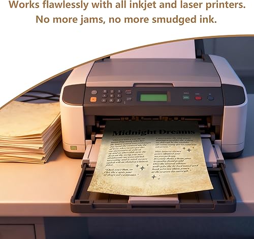 Miniatura 3 de 60 hojas de papel pergamino sintético de aspecto antiguo, tamaño carta de 8.26 x 11 pulgadas, papel de impresión de doble cara, papel vintage