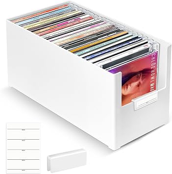 tutata CD Storage Box, Stackable Plastic CD Organizer, Hold Up to 25 CDs, CD Storage Case for desk and Shelf