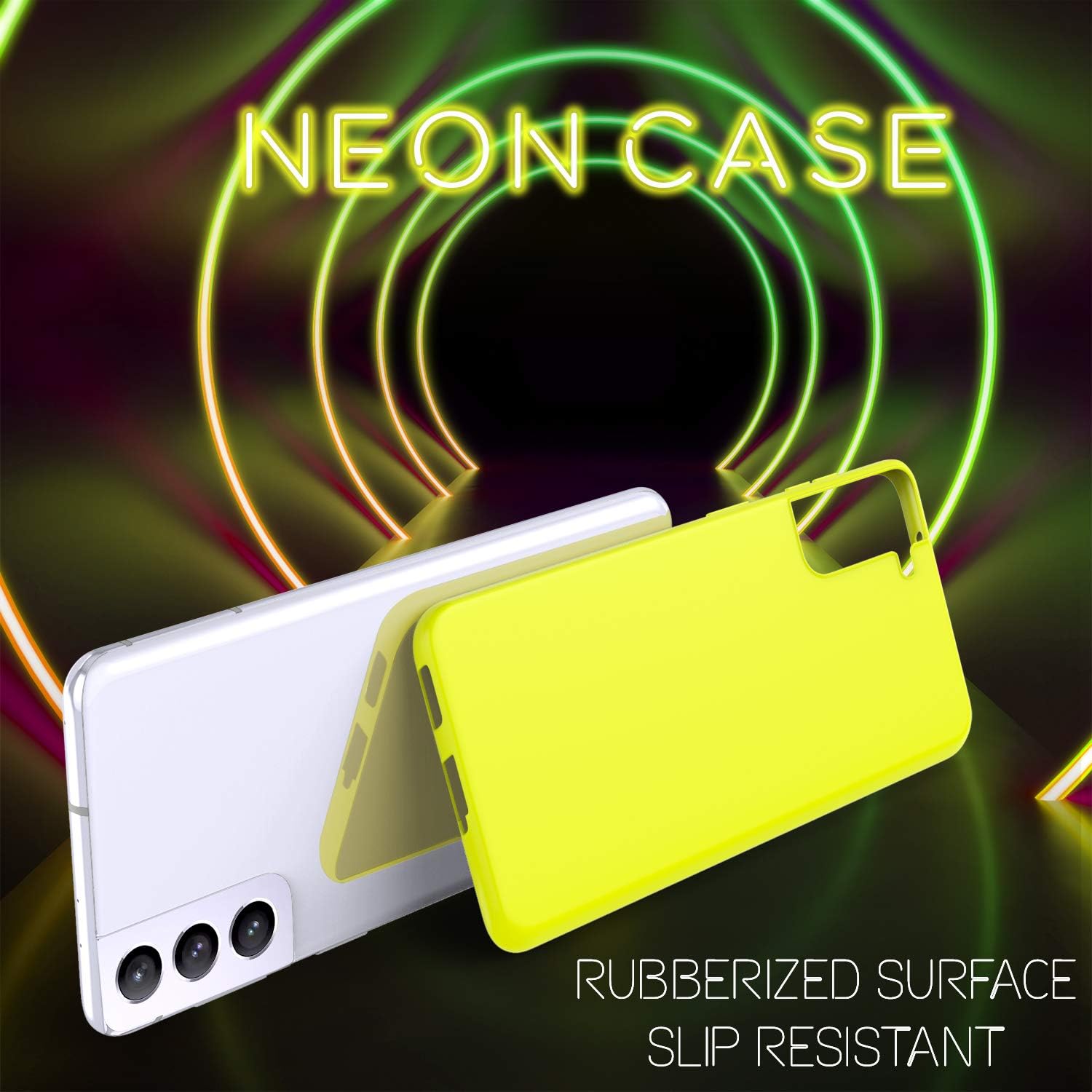 NALIA Neon Cover Compatible with Samsung Galaxy S21 Plus Case, Slim Protective Shock Absorbent Silicone Back Bumper, Ultra-Thin Mobile Phone Protector Shockproof Rugged Soft Rubber Skin, Color:Yellow