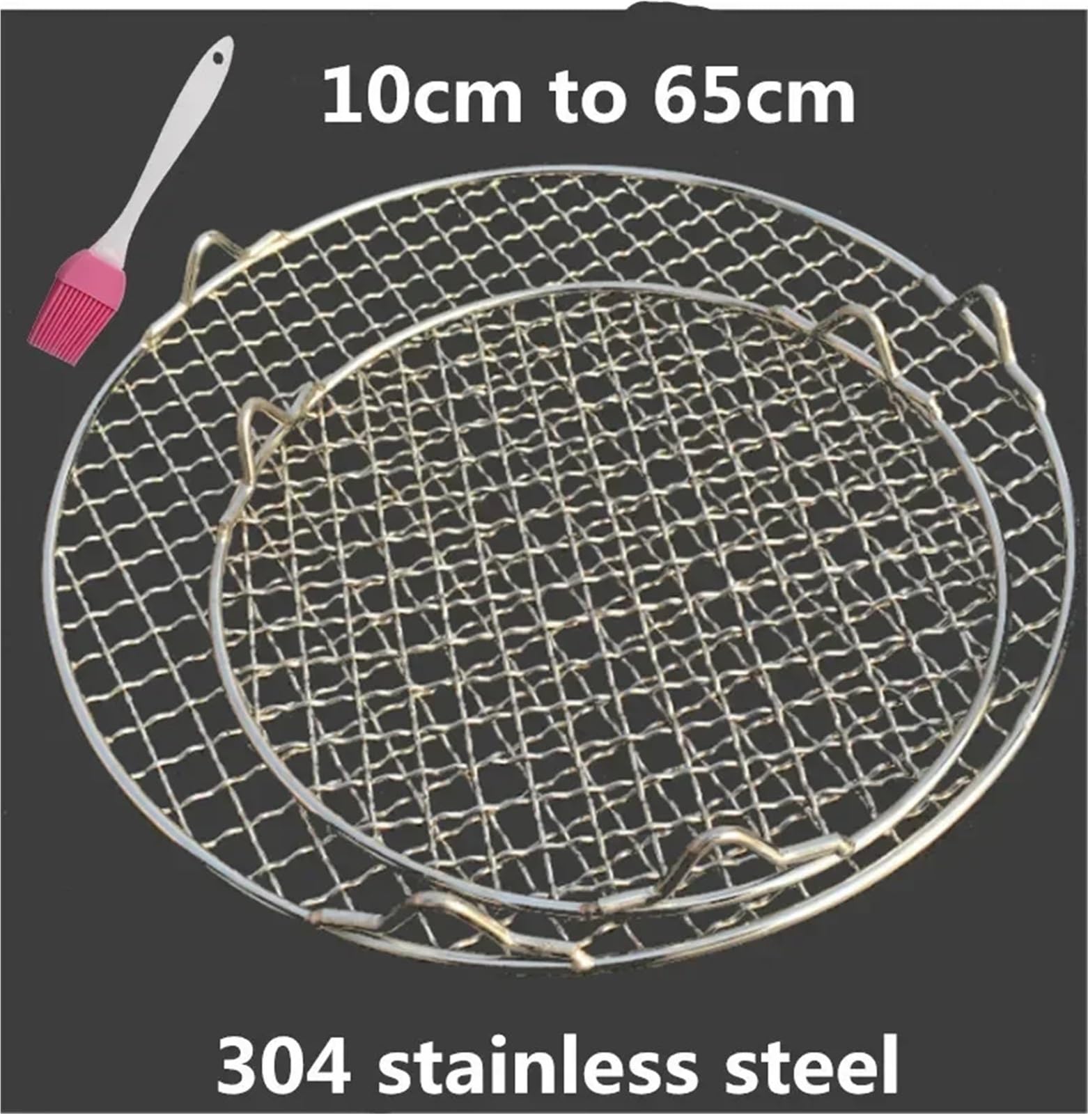Okrągła siatka do grilla ze stali nierdzewnej 304 | Srebrna siatka do grilla 10-65 cm do biwakowania i grillowania
