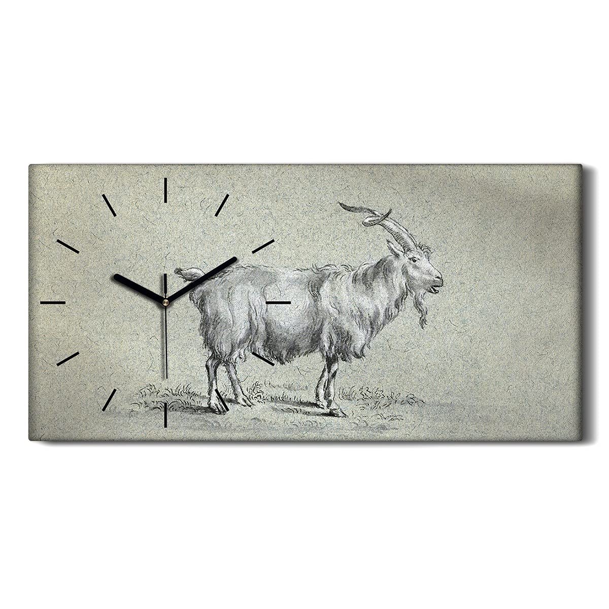 Horloge sur Toile Silencieuse pour Dormir Sans Bruit Tableau Chèvre