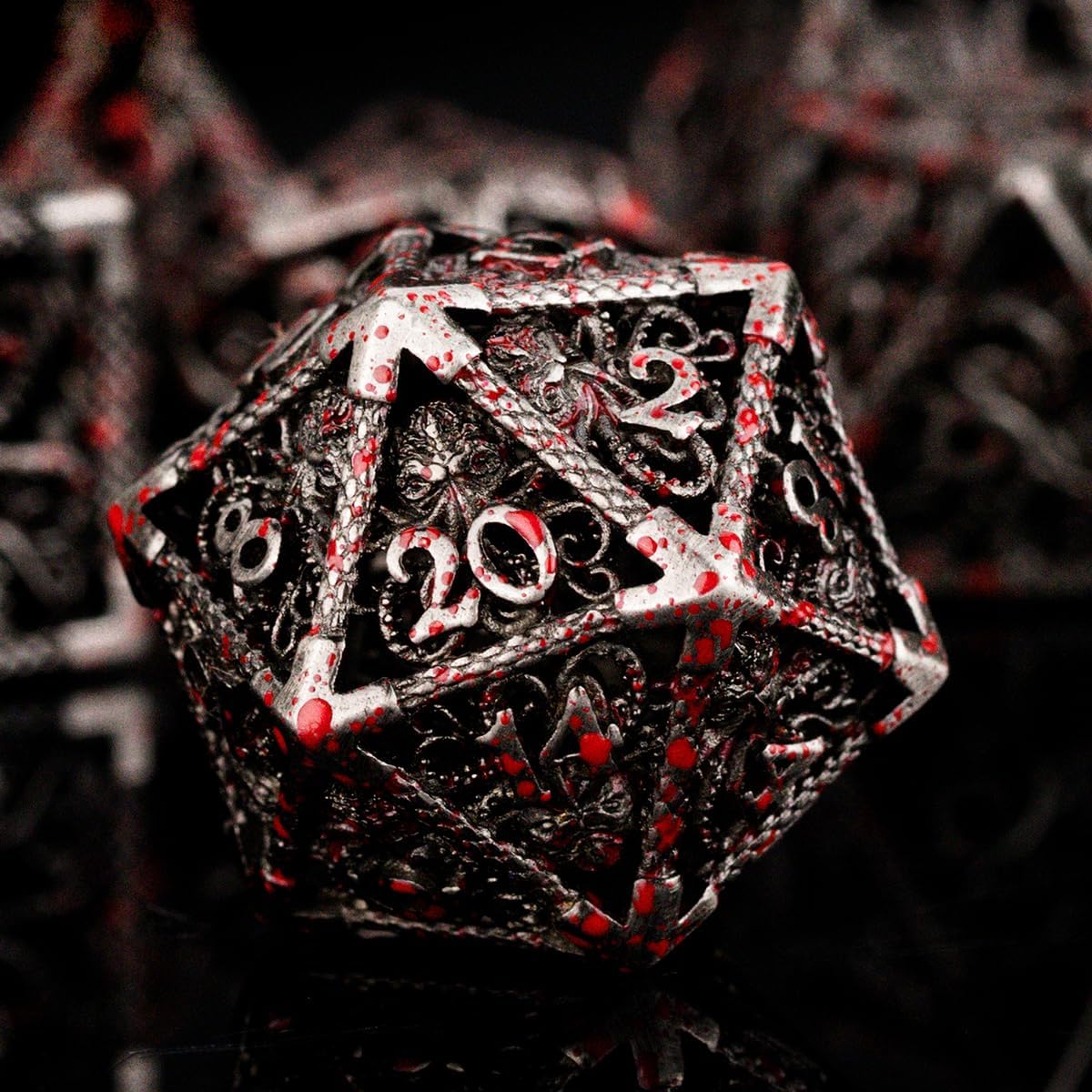 Metal DND Dice Set D&D 7 die Cthulhu Polyhedral Hollow Dice for MTG, RPGs Role Playing Game, Shadowrun and Math Teaching D20 D12 D10 D8 D6 D4