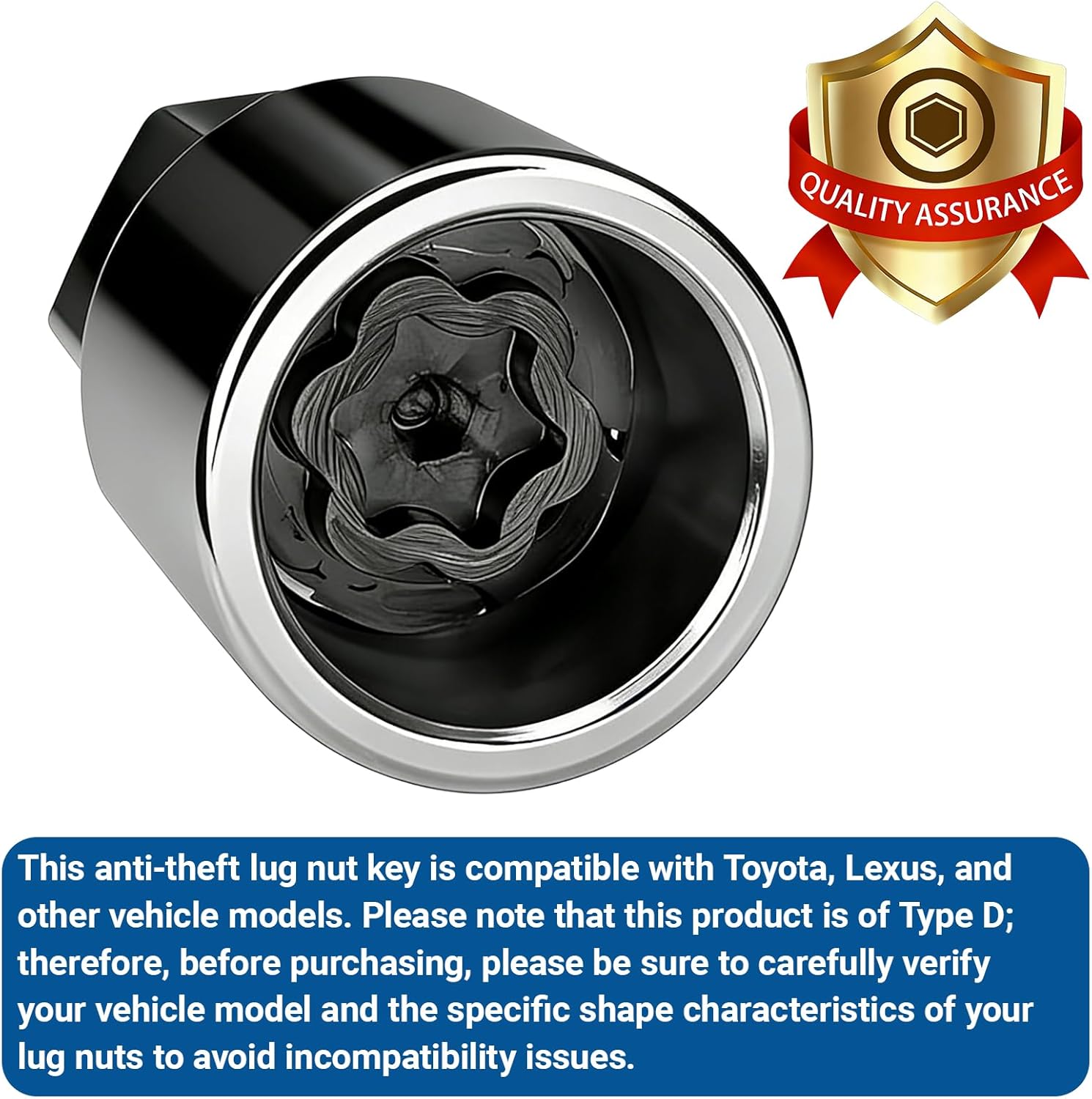 D-Wheel Locking Lug Nut Removal Tool Key, Professional Anti-Theft Lock Nut Remover Socket, Lost Wheel Lock Key Replacement for Tacoma, Camry, Corolla, Tundra, Automotive Tools