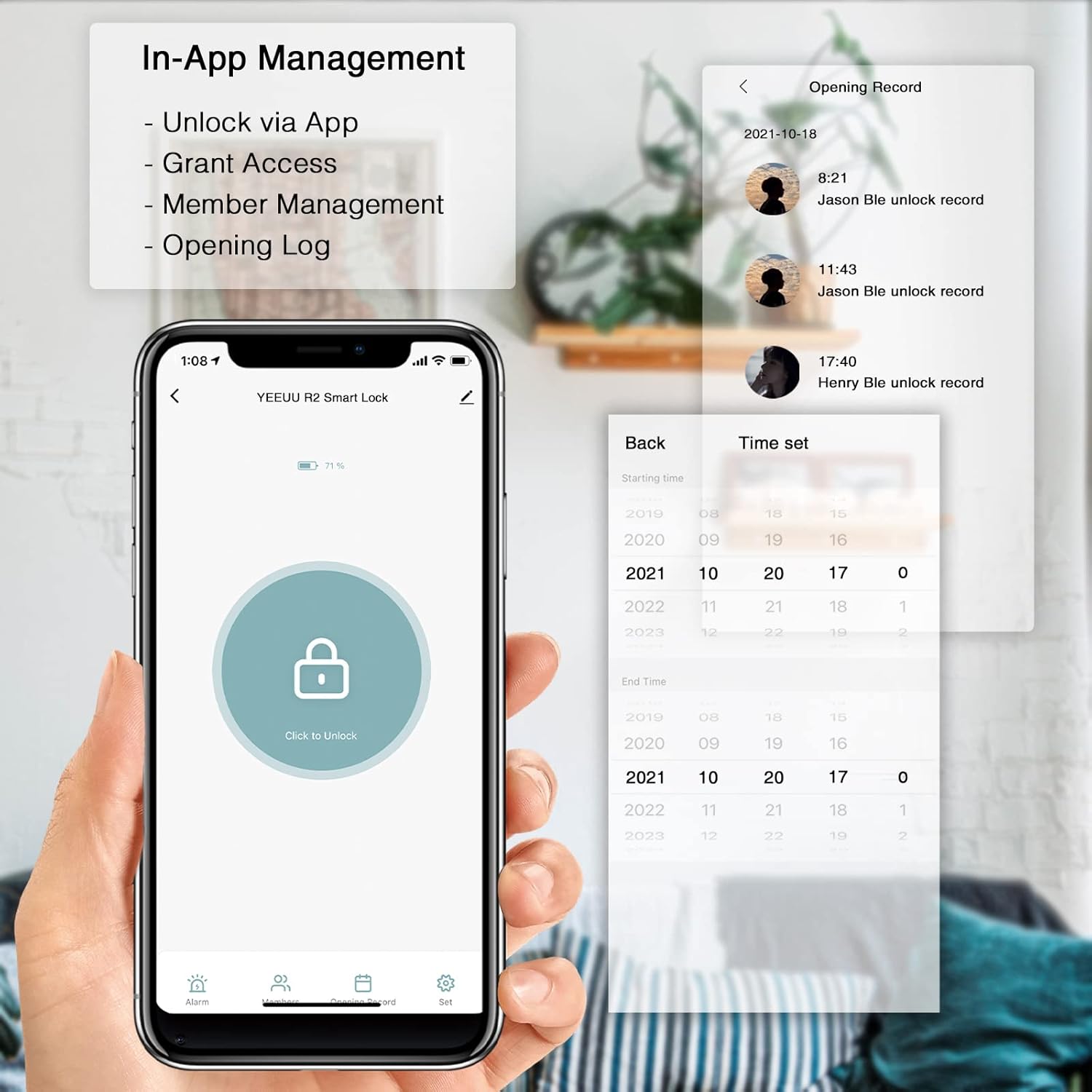 Battery compartment of YEEUU R250 Smart Door Lock with AAA batteries