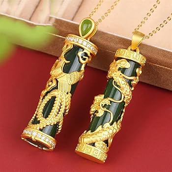 Amazon.com: SMDSAZ Gold Craftsmanship Hetian Jade Dragon Pillar