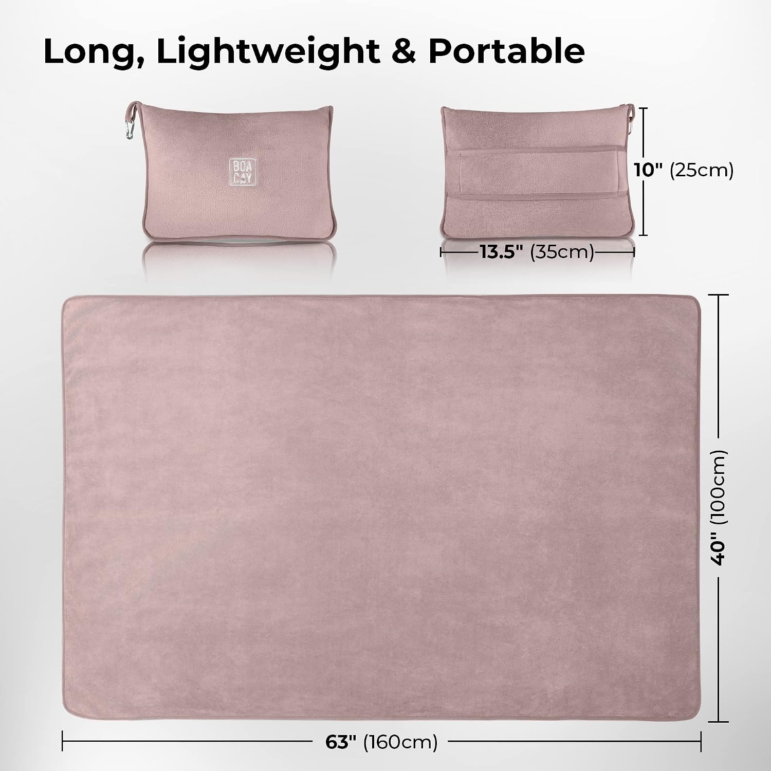 BOACAY Soft & Warm Travel Blanket for Airplane & Car - Long Flight Essential