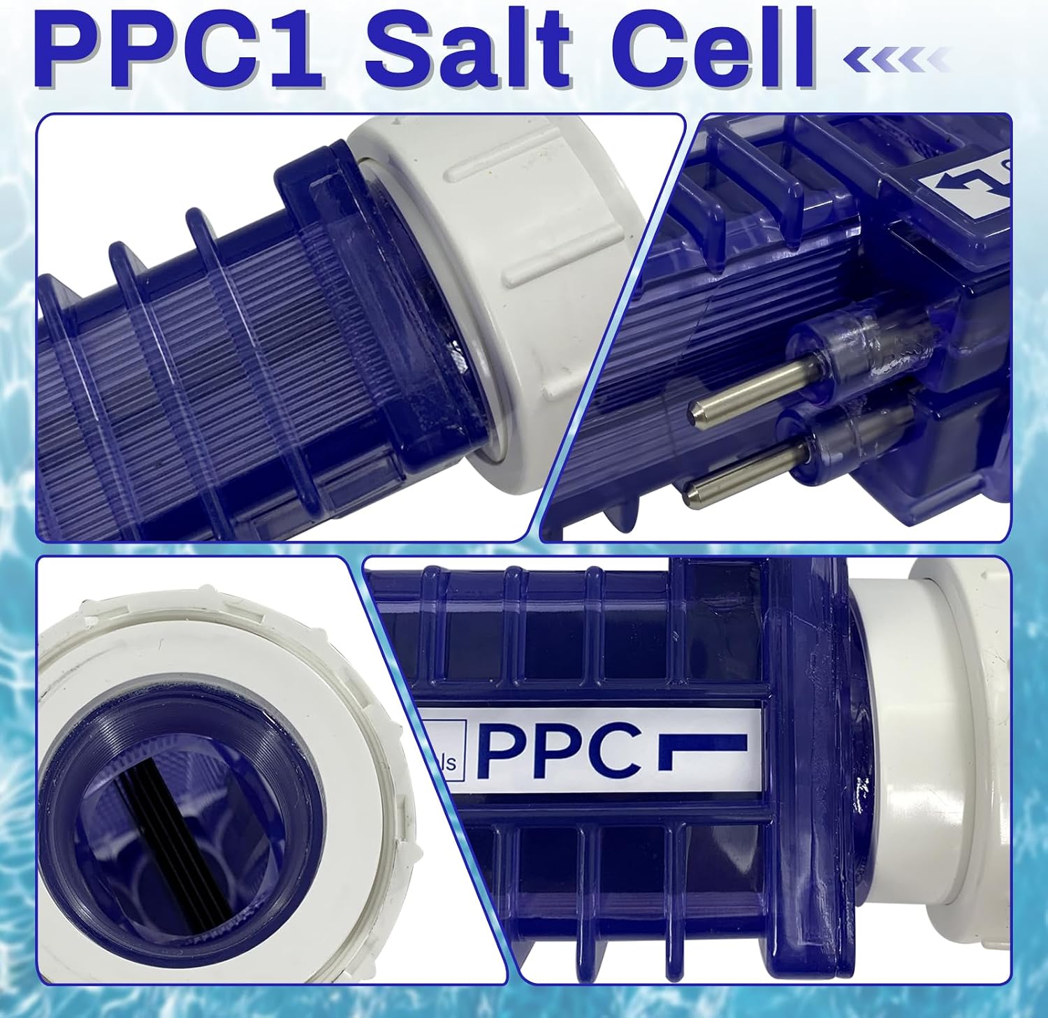 PPC1 Salt Cell Fit for Pool Pilot Digital Chlorine Generator, Replace# RC-5, RC-35/22, SC-36, AP-150, Salt Cell W/ 5