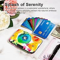 Vista 7 de Tarjetero pequeño con bloqueo RFID, cartera de metal delgado de aluminio, para mujeres y hombres