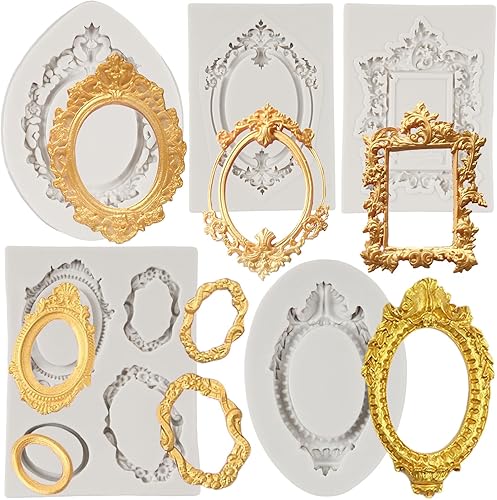 Moldes para fondant, marcos de fotos, molde de silicona, moldes de marco vintage para decoración de pasteles, decoración de cupcakes, chocolate,