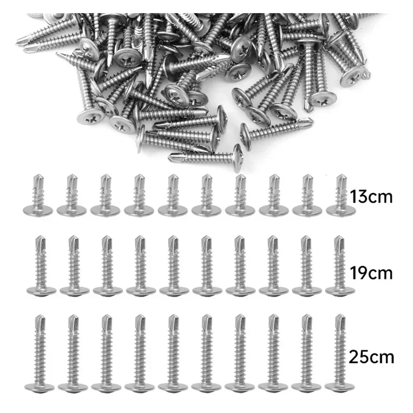 FenGQin Viti autoperforanti in acciaio inossidabile all'ingrosso Vite anticorrosione ad alta resistenza con testa a traliccio con fissaggio a rondella rotonda(200PCS,25mm)