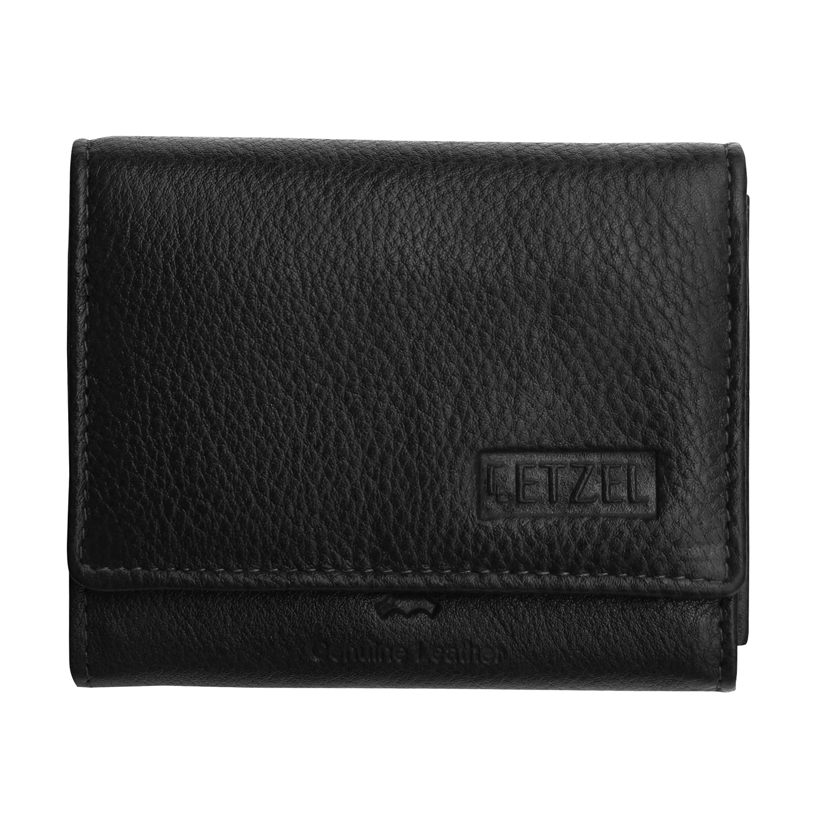 ETZELLeather Wallet with RFID for Men 77CH332 – Bi fold Purse Smooth Grain with Multiple Card Slots, Pockets and Cash Space - Ideal Card Holder for Back or Front Pocket – Gift Worthy Packing (Black)