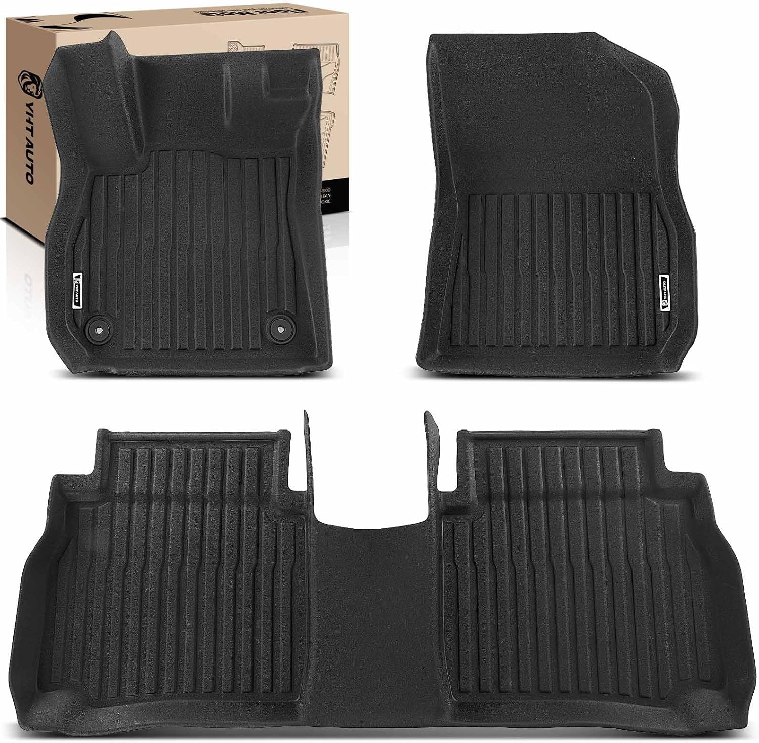 YHTAUTO Floor Mats Fit 2017-2019 Buick Lacrosse, TPE All Weather Car Mats Waterproof Anti-Slip Odorless Floor Liner, Interior Car Accessories Front & 2nd Row Liner