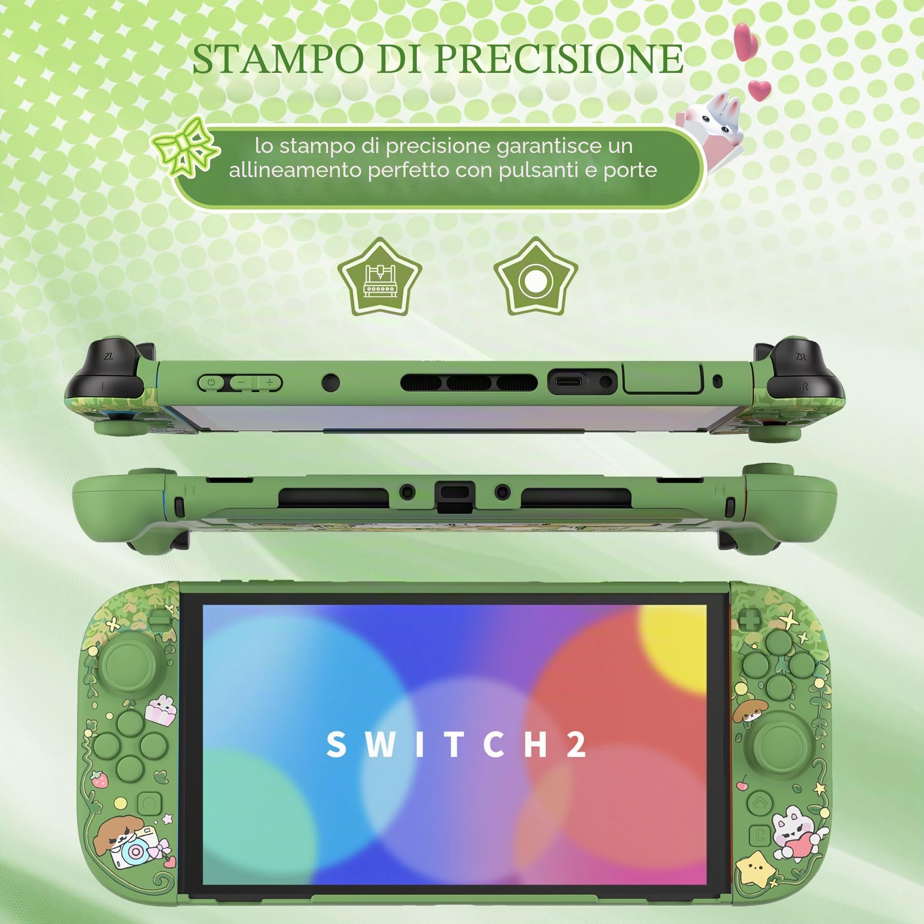 playvital per Switch 2 Cover Rigida Dockable, Custodia Protettiva Adesivi per Nintendo Switch 2 Console, Copri Tasti & Gommini per Joycon 2, Accessori Carini, Pasticceria nella Foresta