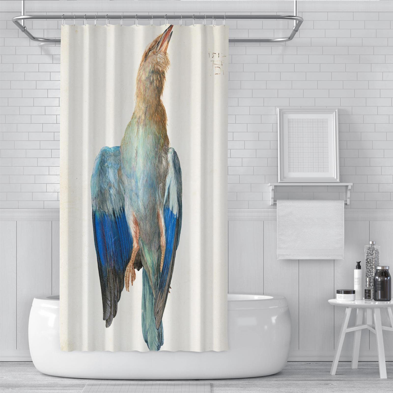Cortinas de Ducha de Animales Antiguo Blue Bird Rustic Farmhouse Bathroom Decor Heavy Duty Fabric Cortinas de Ducha Set con 12 Ganchos 244x200cm