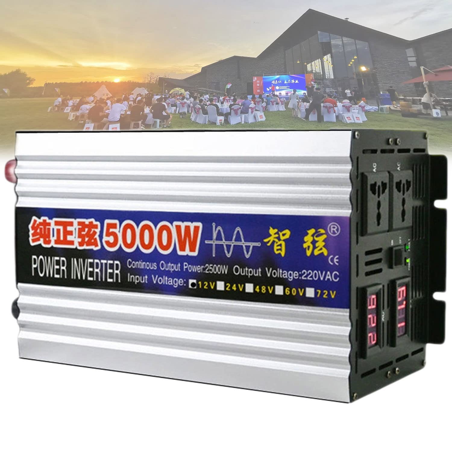 1000W/2000W/3000W/4000W/5000W/6000W/8000W Czysta Fala Sinusoidalna Przetwornica Mocy DC 12V 24V 48V 60V na AC 110V 230V Konwerter Baterii do Domu,Ciężarówki,5000W-24Vto110V