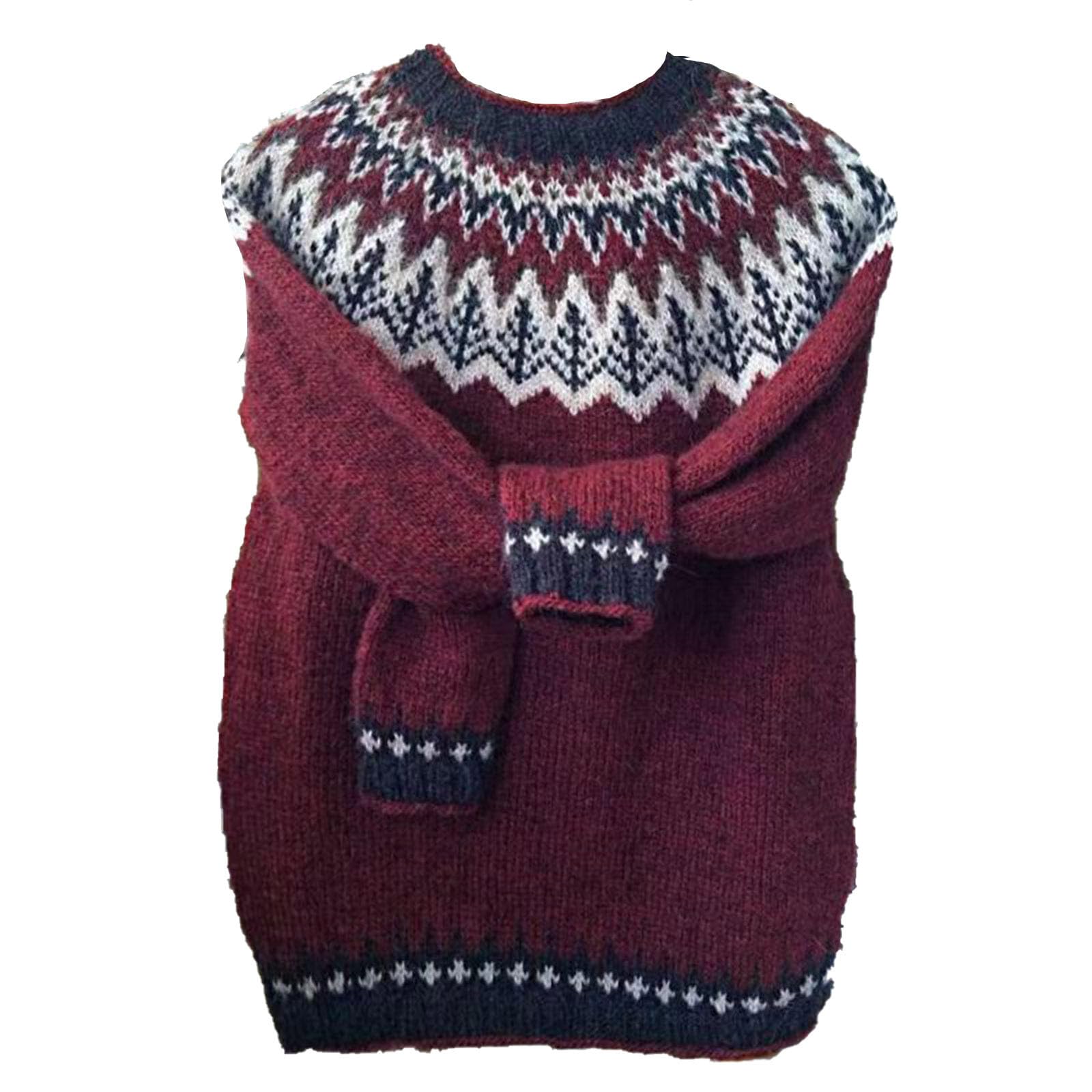 Sweaters for Women Fall Sweater Fair Isle Vintage Crew Neck Plus Size Knit Tops Y2K Womens Clothing Winter